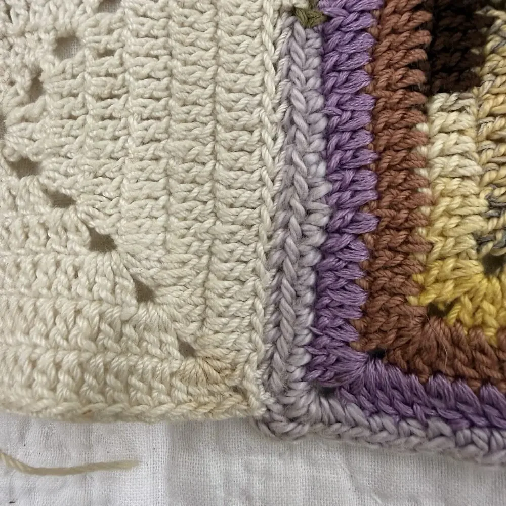 Handcrafted Crochet Granny Squares Multicolor Patchwork Panel Piece